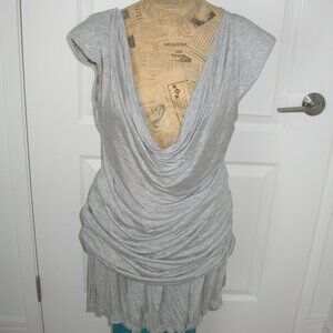 Grey Rauched Cowl Necked Top